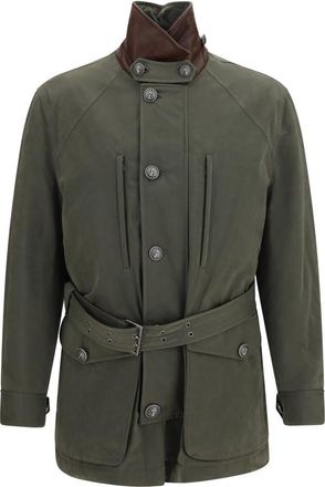 Brunello Cucinelli Green Solid Belted Jacket