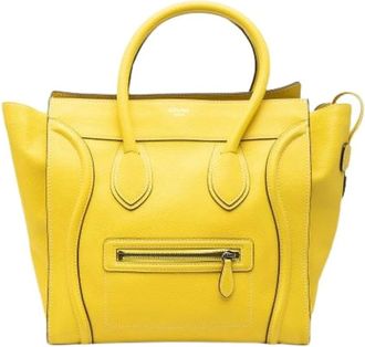 Celine Pre-owned Handbags, female, Yellow, Size: ONE SIZE Pre-owned Mini Luggage Tote
