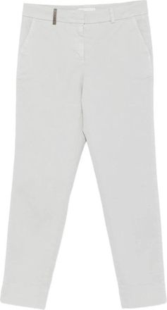 PESERICO Grijze Katoenmix Stijlvolle Broek - Dames - Vrijetijds broeken - Grijs - XL - Katoen - Broeken