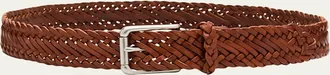 Ralph Lauren Purple Label Mens Braided Vachetta Leather Belt