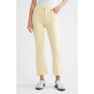 Tractr Raw Hem Flare Leg Jeans in Lemon Yellow at Nordstrom, Size 24