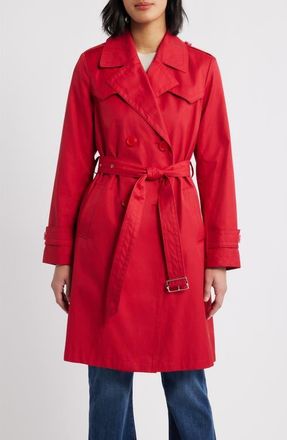 Via Spiga Water Resistant Cotton Blend Trench Coat in Ruby Red at Nordstrom, Size X-Large