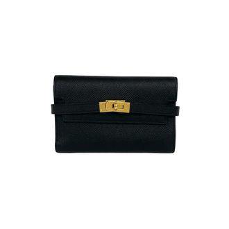Herm&egrave;s Black Epsom Leather Wallet (Tri-Fold) (Pre-Owned)