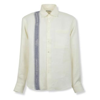 J.W.Anderson Casual Shirts, male, White, Size: M Linen Tea Towel Stripe Shirt