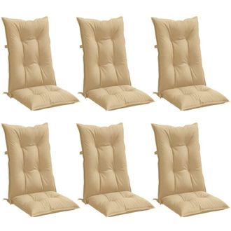 vidaXL Cojines Silla Respaldo Alto 6 Uds Tela Beige Melange 120x50x7cm Vidaxl