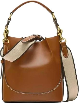 Generic NYSDM Fashion Womens Bag Brown Style Drawstring Portable Crossbody Wide Drawstring Bucket Bag