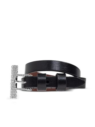Alexander McQueen Leren armband verfraaid met stras - Zwart