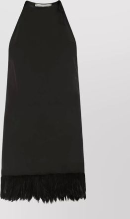 Saint Laurent halterneck dress with feather trim and flattering silhouette