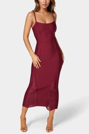 Bebe Womens Fringe Inset Bandage Midi Dress