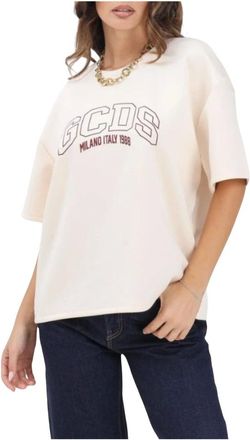 GCDS Gcds, Tops, Dames, Beige, XS, Logo Lounge T-Shirt