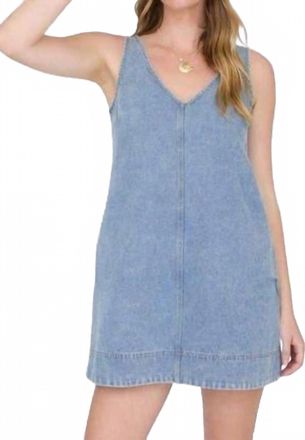 Blu Pepper Dara Washed Denim Mini Dress In Light Blue