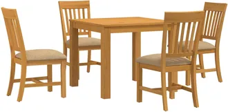 vidaXL Conjunto De Comedor 5 Uds. Beige Madera De Roble S&oacute;lido Vidaxl