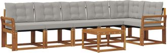 vidaXL Conjunto De Sof&aacute;s De Exterior 7 Uds. Gris Natural Y Claro Vidaxl
