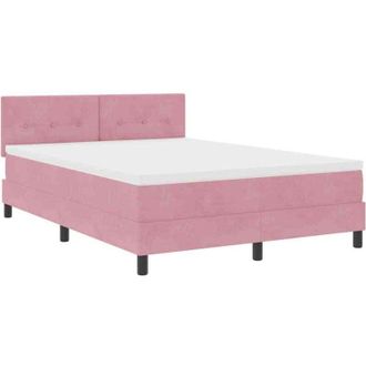 vidaXL Cama Tipo Box Spring Con Cabecera Rosa 140 X 190 Cm Terciopelo Vidaxl
