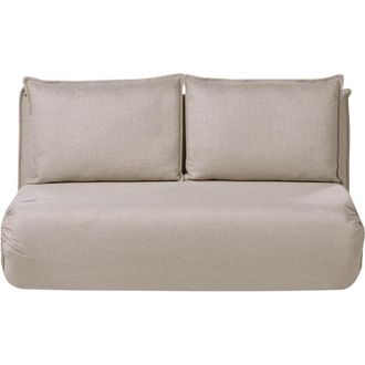 Beliani Sofa Bed Beige Faux Linen Upholstery 2 Seater Armless with Extra Cushions Kids Sofa Modern Style Living Room Kids Bedroom ROROS