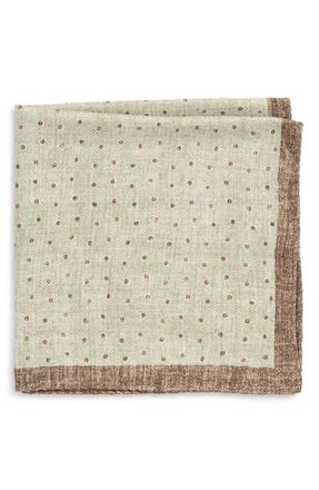 Jack Victor Thelon Dotted Silk Pocket Square in Sage at Nordstrom