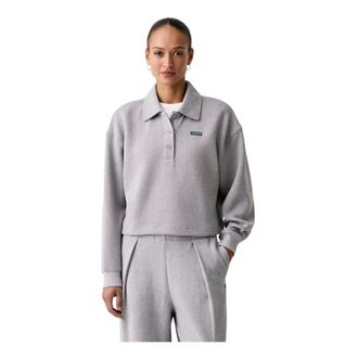 Lacoste Oversized sweatshirt met geribbelde polokraag - Dames - Sweatshirts & Hoodies - Grijs - Maat: XL Katoen