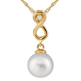 Splendid Pearls 14k Gold Infinity Shaped Pearl Pendant