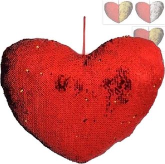 Trade Shop Trade Shop - Cuscino Cuore Paillettes Bicolore Rosso Dorato Bianco 40x30 Regalo San Valentino