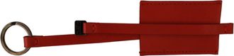 Costume National Mens Red Leather Branded Logo Keyring Keychain Accessory