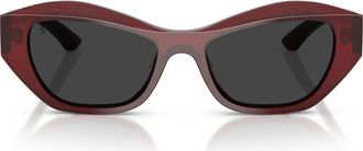 Ferrari 53mm Polarized Cat Eye Sunglasses in Striped Red/polar Black at Nordstrom