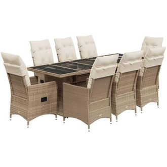 vidaXL Set De Mesa Y Sillas De Jard&iacute;n 5 Pzas Y Cojines Rat&aacute;n Pe Beige Vidaxl