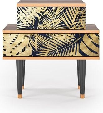 StoryZ Mesita de noche azul y amarillo 2 cajones L 58 cm