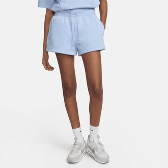 Nike Womens Nike Sportswear Phoenix Fleece High-Waisted Loose Shorts in Blue | FD1409-441