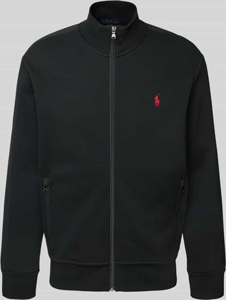 Polo Ralph Lauren Sweatjacke mit Stehkragen und Reißverschlusstaschen in Black, Größe XXL