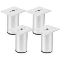 OEM (plata) 4 Patas De Aluminio Mate Para Muebles, 100 Mm, Patas Para Soportes De Tv, Adecuadas Para Mesas De Centro, Armarios Y Patas De Soporte Para Sof