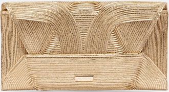 Aquazzura Vacanza Mini leather-trimmed raffia clutch