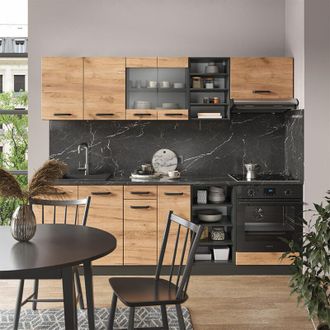 Vicco Mueble De Cocina R-line, Oro Power Roble/antracita, 240 Cm Sin Encimera