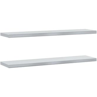vidaXL Vidaxl - Estantes De Pared 2 Uds Acero Inoxidable Plateado 100x23,5x3 Cm