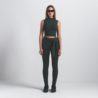 Nike Womens SKIMS Vintage Seamless Mock-Neck Long-Line Bra in Green | TPTNK2954-DKT