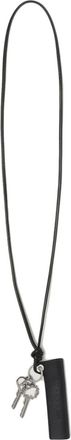 Alyx logo-lettering leather keyring - men - Calf Leather - One Size - Black