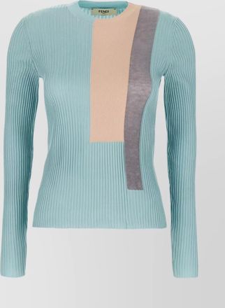 Fendi stretch silk blend top with color block design
