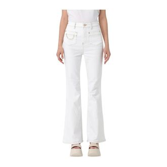 Ganni Bootcut Jeans, female, White, W26, Flare Jeans with Chain Detail