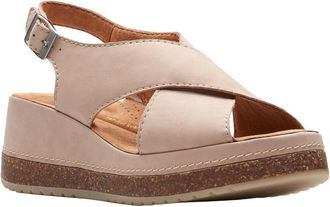 Clarks Kassanda Step Nubuck Wedge Sandal