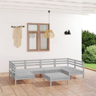 vidaXL Vidaxl - Juego De Muebles De Jard&iacute;n 7 Piezas Madera Maciza Pino Blanco