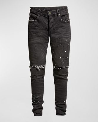 Purple Men & apos;s Slim-Fit Distressed Low-Rise Skinny Jeans