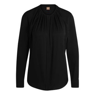 HUGO BOSS Dames/Dames Zijden Regelmatige Blouse Met Lange Mouwen (Zwart)