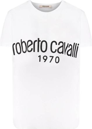 Roberto Cavalli 1970 Logo Print Cotton T-Shirt, Brand Size 44 ( US Size 10 )