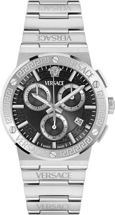 Versace Greca Logo Chronograph Bracelet Watch, 40mm in Stainless Steel at Nordstrom