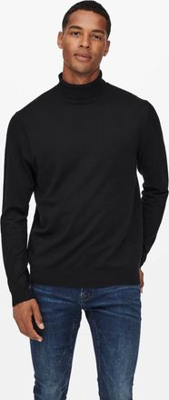 Only & Sons Rollkragenpullover ONLY & SONS ONSWYLER LIFE REG ROLL NECK KNIT NOOS, Herren, Gr. XL, schwarz, Feinstrick, Obermaterial: 78% Viskose, 22% Polyester, u