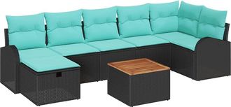 vidaXL Conjunto De Sof&aacute;s De Jard&iacute;n 8 Uds. Negro Polirat&aacute;n Vidaxl