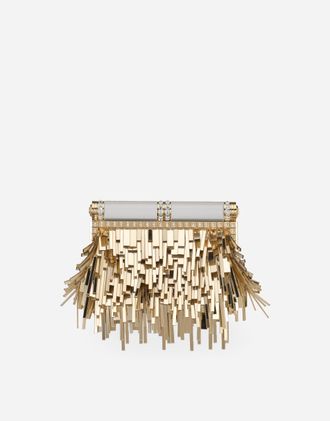 Dolce & Gabbana Mordore Nappa Bag With Fringing - Woman Clutches Mini And Micro Bags Gold Onesize