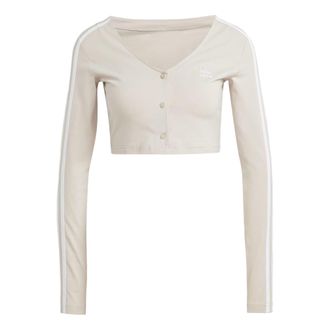 adidas (WMNS) adidas originals Adicolor Classics 3-Stripes Button Long Sleeve Tee Beige II0708