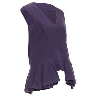 Marni cotton silk Vneck peplum hi low tunic top