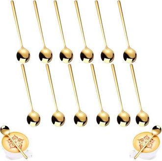 OEM Cosensi - Cucharas De Caf&eacute; Doradas - 12 Piezas - Alta Calidad - 13 Cm - Para Caf&eacute; Y Postres - Dise&ntilde;o Elegante - Perfectas Para Helado Y Pastel