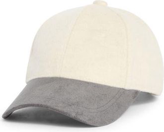 Nordstrom Colorblock Wool & Cashmere Baseball Cap in Ivory- Grey at Nordstrom